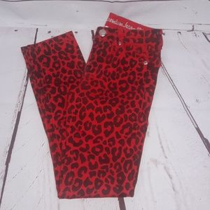 Justice Red Leopard jeans size 12S